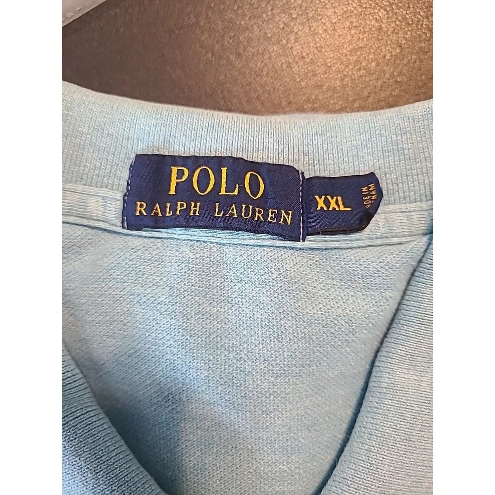 Polo Ralph Lauren Mens Polo Shirt XXL Icy Blue Pink Pony Logo Preppy 90s VTG Y2K - Picture 3 of 6